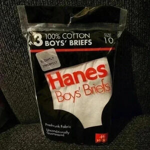 1992 Vintage Hanes 3 Pack Boys Briefs Size 10 Preshrunk White Slightly Imperfect